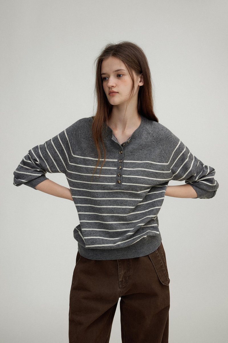 Nordic retro striped wool knitted top - Women's Tops - Other Materials Multicolor