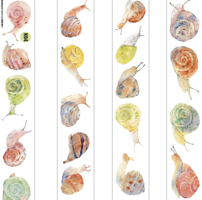 蝸牛 のんびりカタツムリ PET 和紙膠帶 5米卷 (kiss-cut) - 紙膠帶/和紙/PET - 其他材質 多色