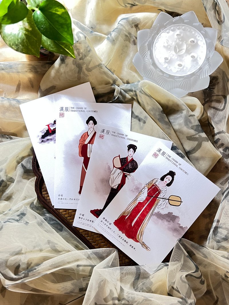 Hanfu illustration postcard set pearlescent special paper series - Cards & Postcards - Paper White