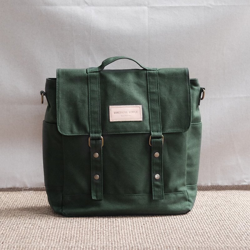 KELLY- canvas backpack / messenger bag (green) - Messenger Bags & Sling Bags - Cotton & Hemp Green