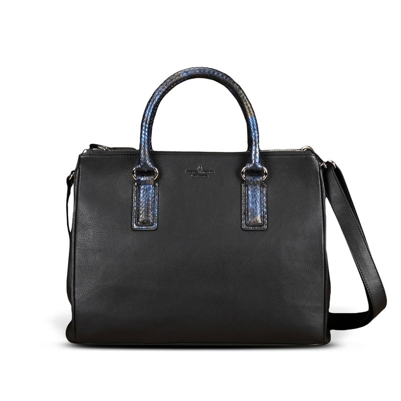 STORYLEATHER 現貨 Style 6550 蠎蛇皮&苯染牛皮手提包 - 側背包/斜背包 - 真皮 黑色
