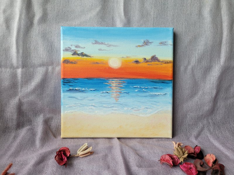 Seaside Dawn Scenery (Acrylic Painting) - Posters - Pigment 