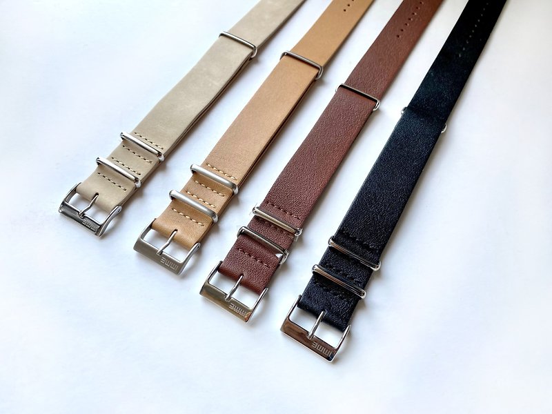 Nato leather watch strap 20 mm - Watchbands - Genuine Leather Black