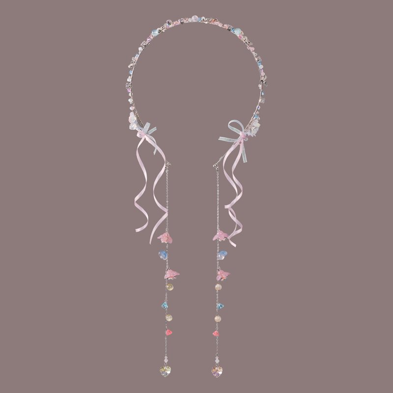 金平糖迷你花束水晶頭箍髮配可拆式飾鏈 - 髮夾/髮圈 - 黏土 藍色