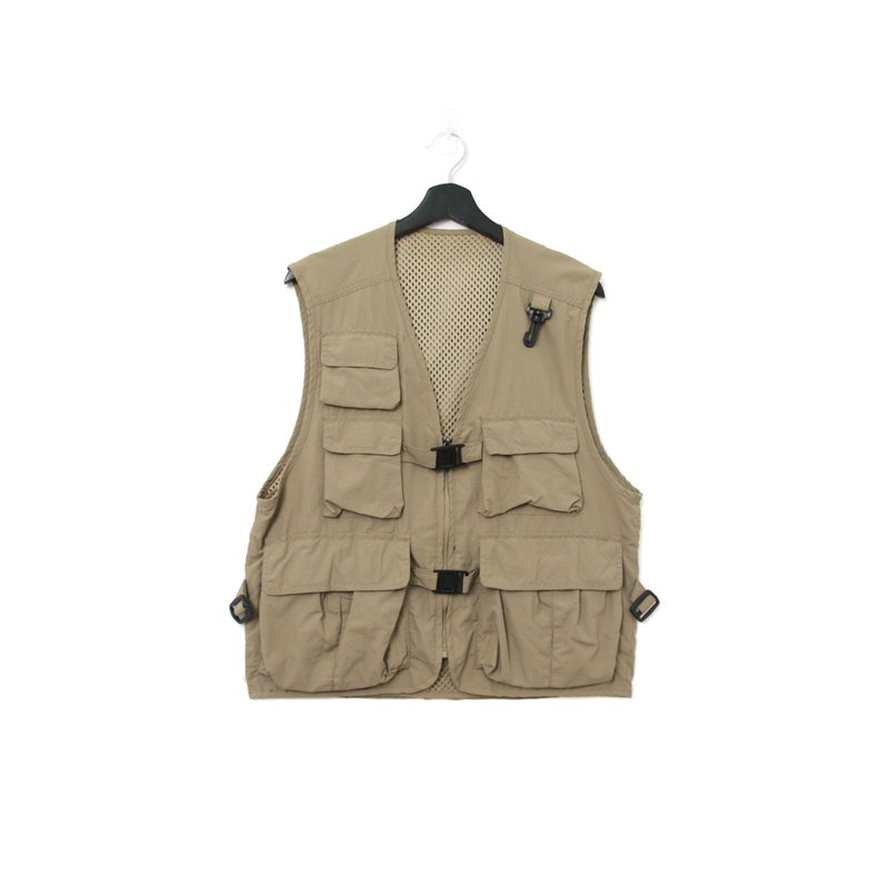 Back to Green-經典釣魚背心 卡其黑扣 多口袋 v-14/vintage vest - 男背心 - 棉．麻 