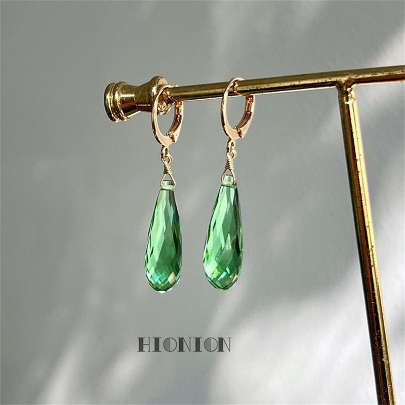 Hi Onion Indian summer ~ original green water drop ear clips, Japanese style fresh earrings niche - ต่างหู - วัสดุอื่นๆ 