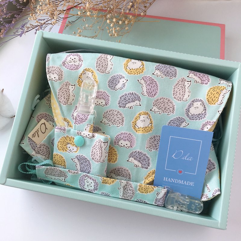 Little Hedgehog Baby Summer Moon Gift Box Sun Hat Baby Hat Bib - Baby Gift Sets - Cotton & Hemp Green