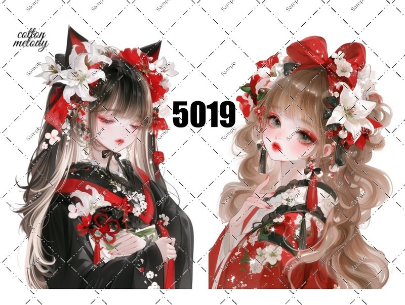 original sticker no.5019 人物ステッカー オリジナルステッカー オリジナル人物ステッカー 装飾ステッカー cotton melody - 貼紙 - 紙 