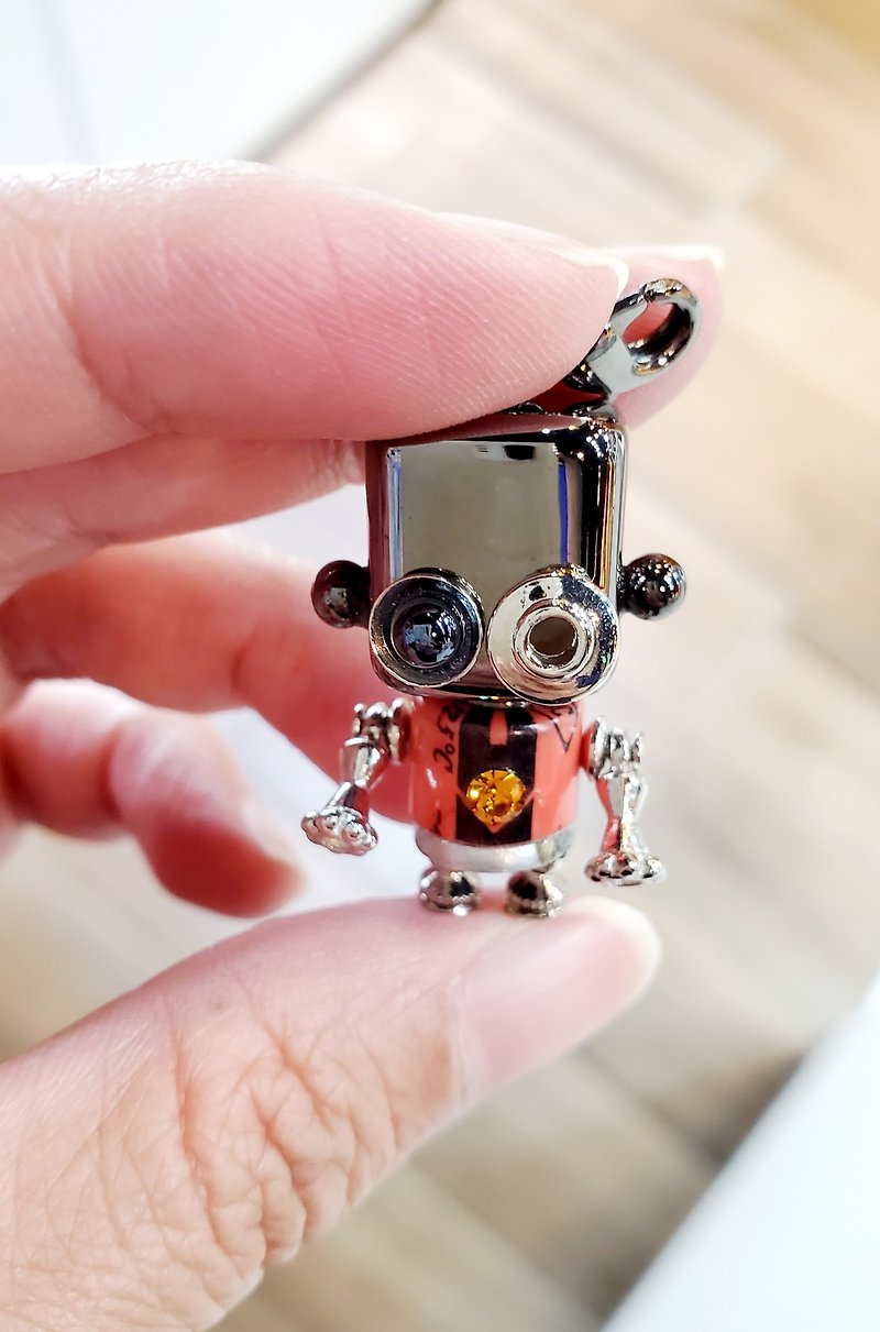 [Recycling of discarded parts] Robot pendant/necklace/key ring - Necklaces - Other Metals White