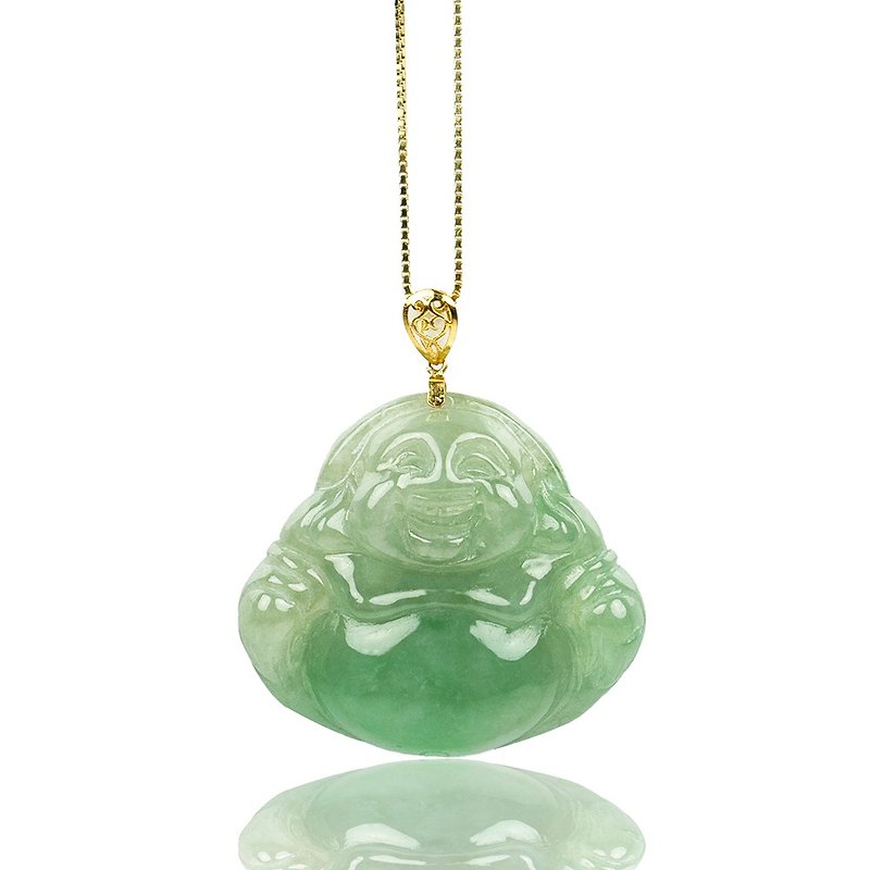 [Zhengjia Jewelry] 翡翠グリーン大腹仏翡翠フローティンググリーンペンダントAグレードビルマ翡翠ペンダント - ネックレス - 翡翠 グリーン