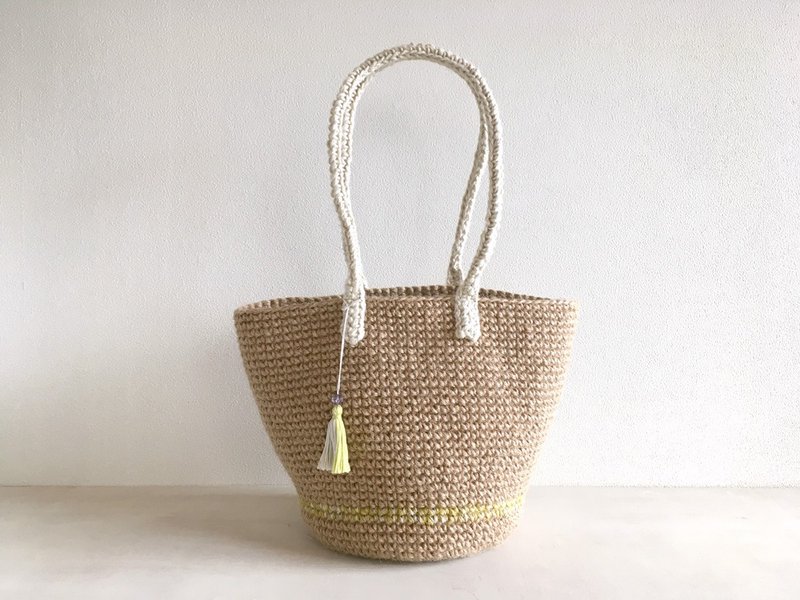 麻ひもバッグ tote ・Lime Yellow・ - 手提包/手提袋 - 棉．麻 黃色