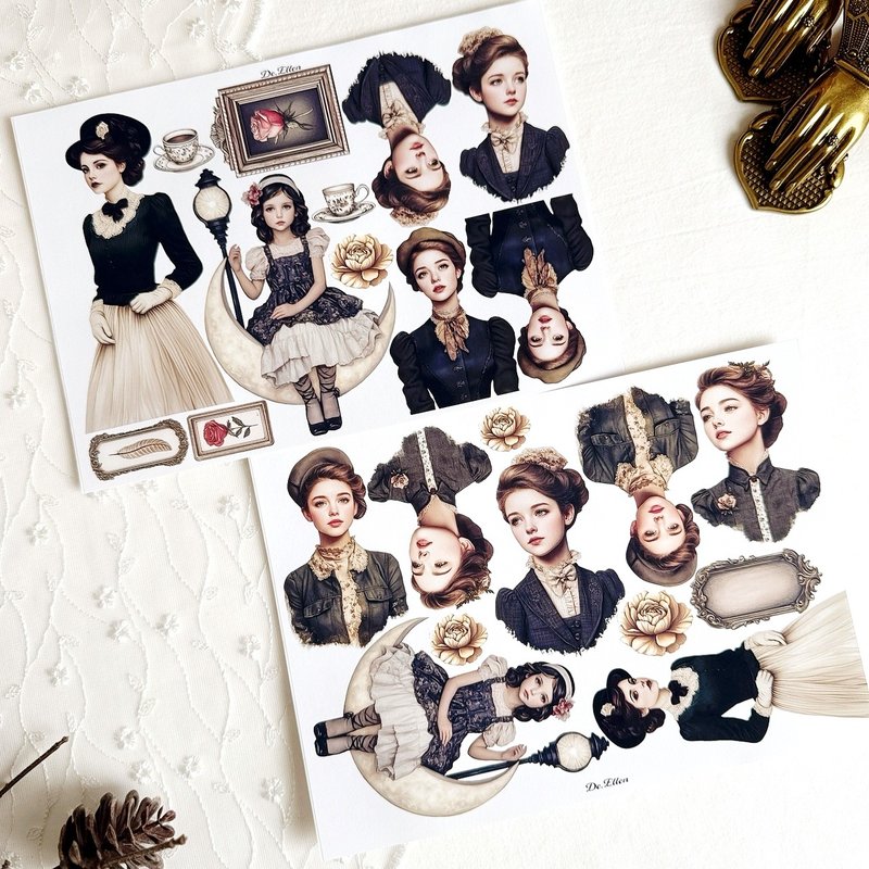 A469 - Vintage Character - Stickers - Paper 