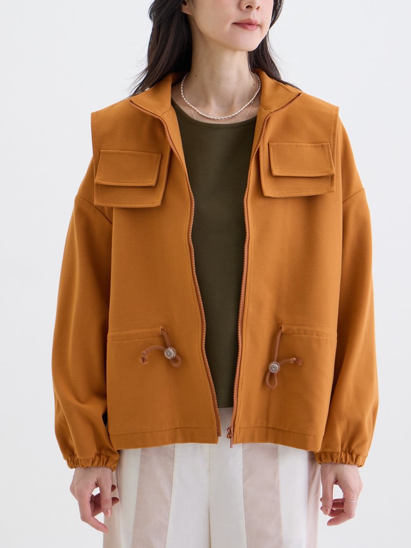 風序之間立領夾克抽繩外套-日橙 - 女大衣/外套 - 其他人造纖維 綠色