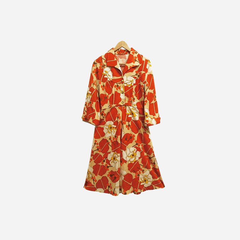 Vintage floral dresses 375 - ชุดเดรส - เส้นใยสังเคราะห์ สีส้ม