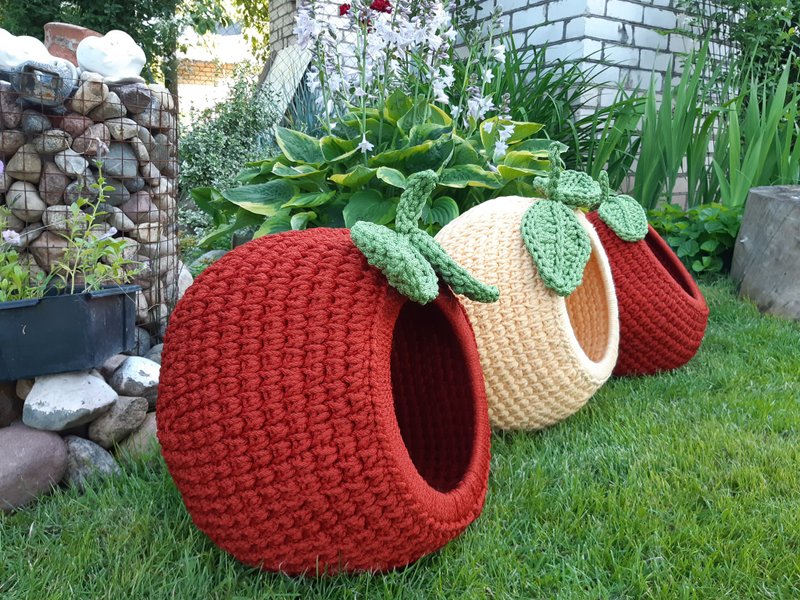 戶外貓屋 貓洞 鉤針寵物床 貓沙發 - 寵物床 - 聚酯纖維 