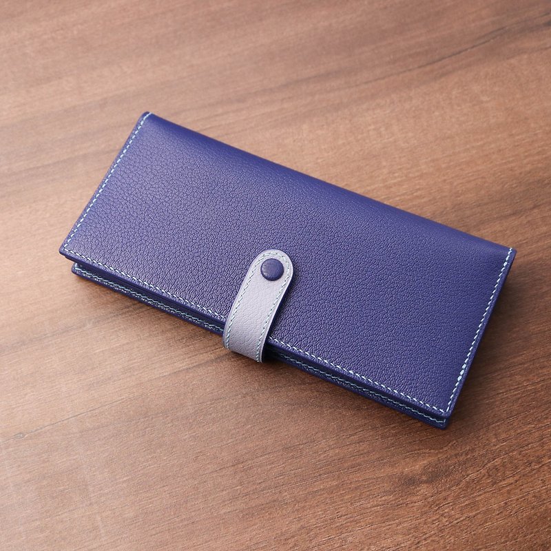 【快速出貨】長夾 - 經典款(藍色款) - 長短皮夾/錢包 - 真皮 藍色