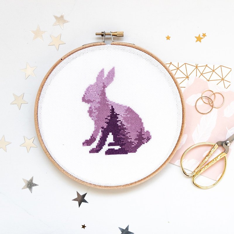 Hare Slhouette Cross Stitch PDF Pattern 十字繡 - Knitting, Embroidery, Felted Wool & Sewing - Other Materials 