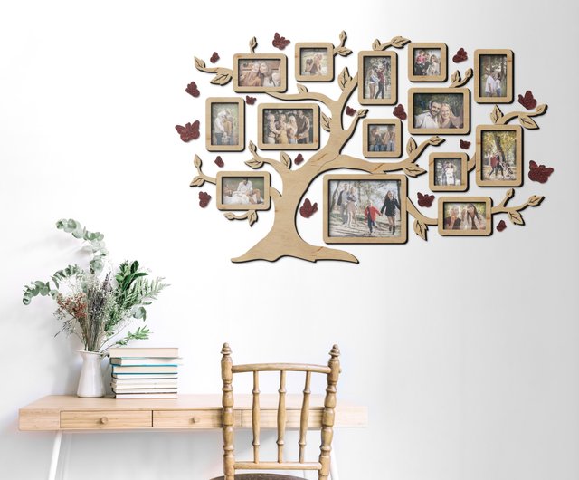 マニーの額縁壁掛けコラージュ 木製家系図ウォールアート額縁コラージュ家系図カスタムカラー