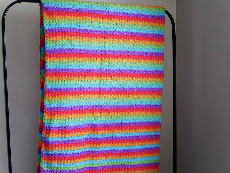 赤橙黃綠青藍紫 暖情鄉村手工編織古董彩色萬用毯床罩Vintage - 棉被/毛毯 - 聚酯纖維 多色