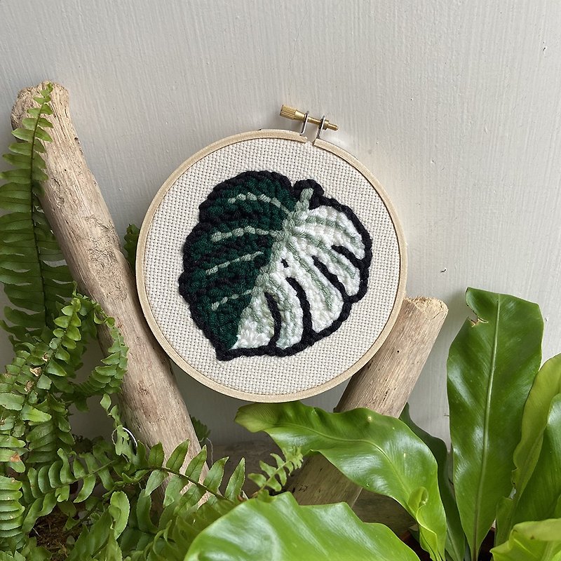 [DIY Handmade] Turtle Taro Wool Embroidery Material Pack - เย็บปัก/ถักทอ/ใยขนแกะ - ผ้าฝ้าย/ผ้าลินิน สีเขียว