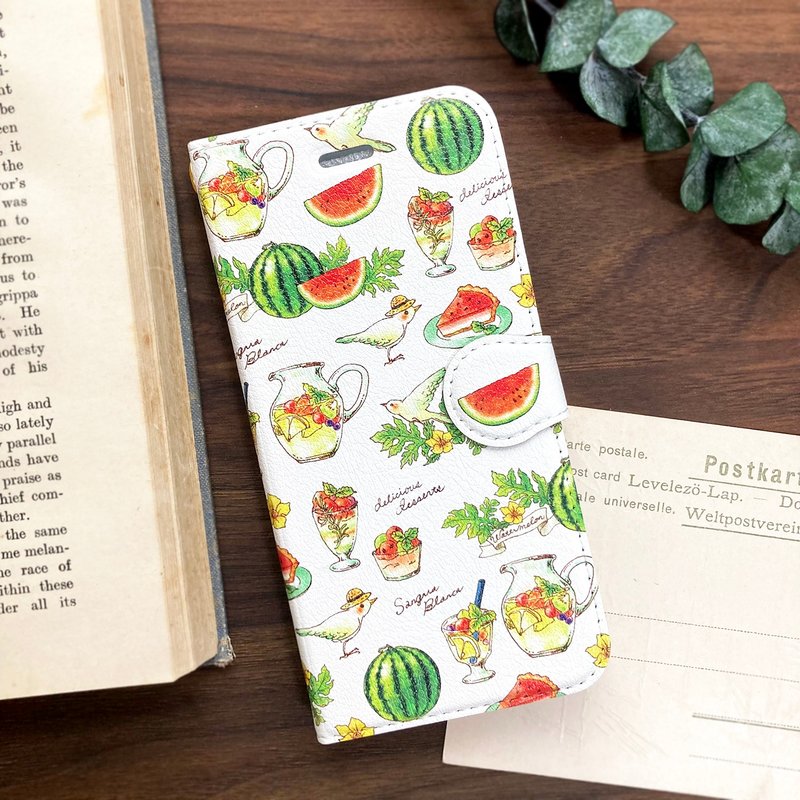 Watermelon手帳型スマホケース　iPhone Android全機種対応　スイカ - 手機殼/手機套 - 人造皮革 紅色