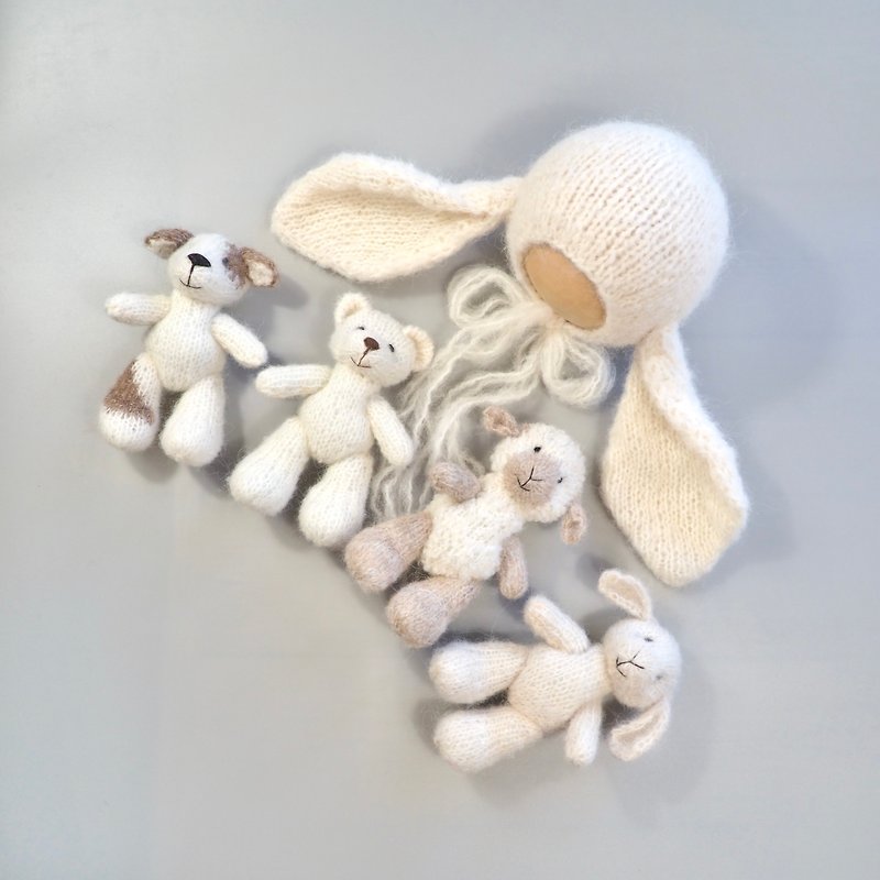 Newborn photo prop set BunniesBand - Baby Accessories - Wool 