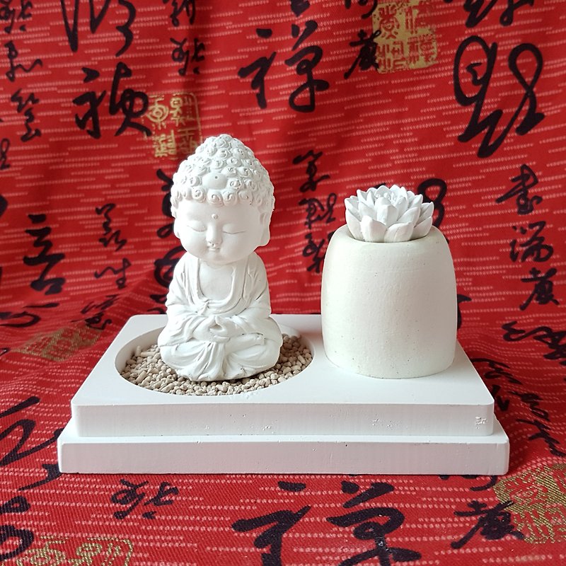 Miniature Small meditation Buddha B1801L incense holder, EO container, 2 layers - Fragrances - Other Materials White