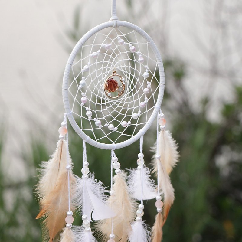 Underwater World丨Birthday gift home decoration handwoven dream catcher pendant-coral orange - ของวางตกแต่ง - วัสดุอื่นๆ สีส้ม