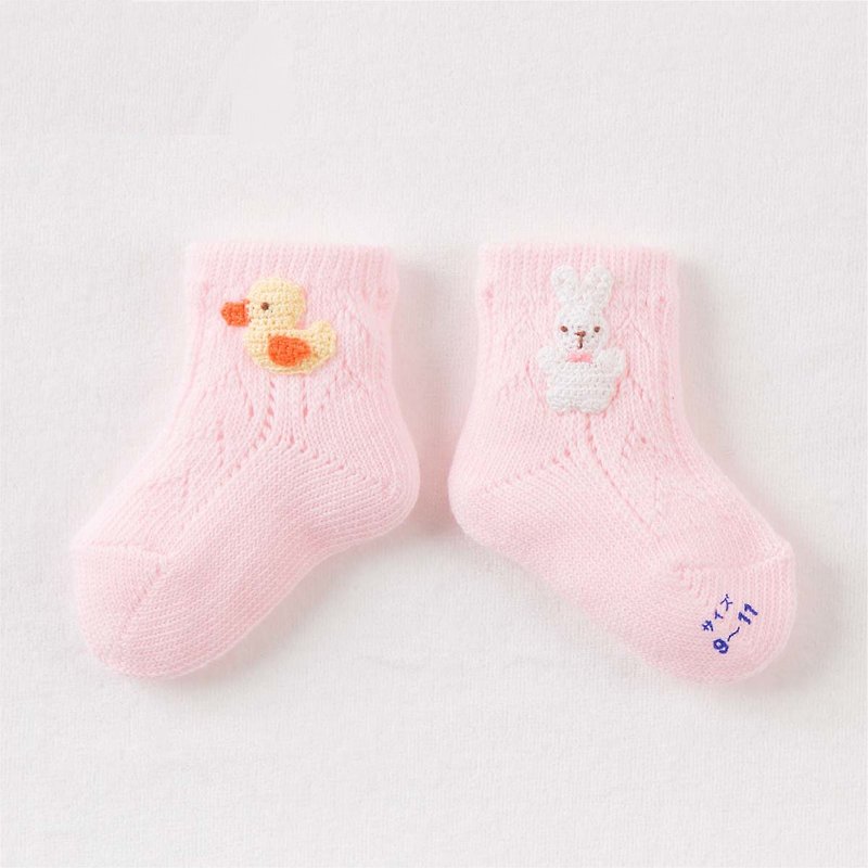 【日本妖精の森】純棉嬰兒襪 ( 小兔刺繡 ) - 嬰兒襪子 - 棉．麻 