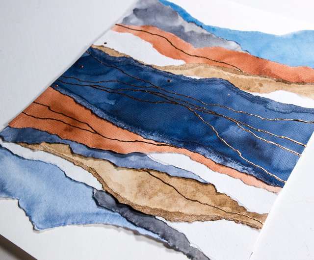 抽象風景画 オリジナルアート ミクストメディアアートワーク