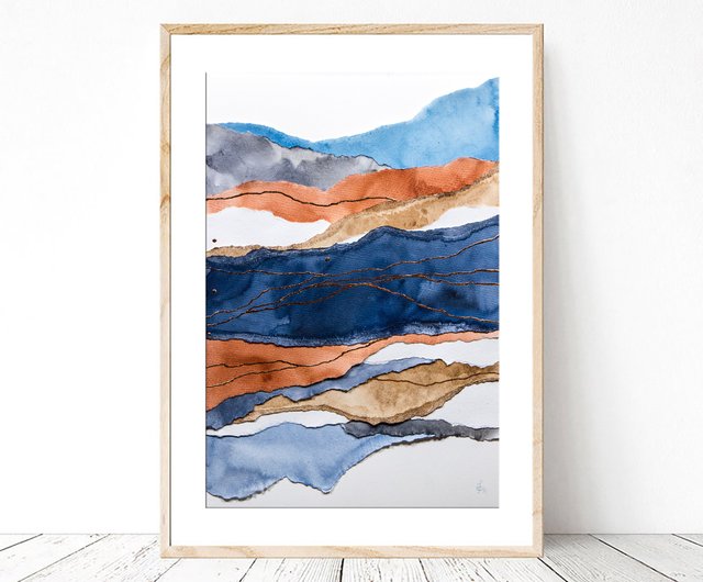 抽象風景画 オリジナルアート ミクストメディアアートワーク