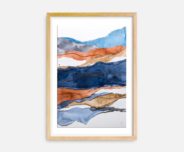 抽象風景画 オリジナルアート ミクストメディアアートワーク