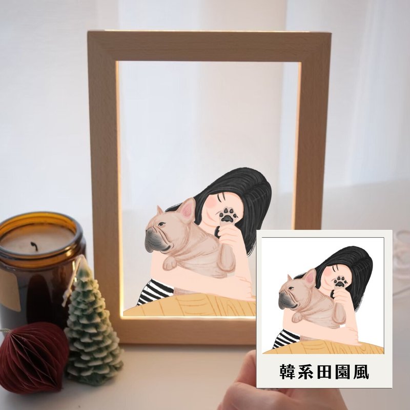 Printable customized night light photo frame Nordic wooden night light photo frame special photo frame Korean pastoral style - Lighting - Wood Transparent