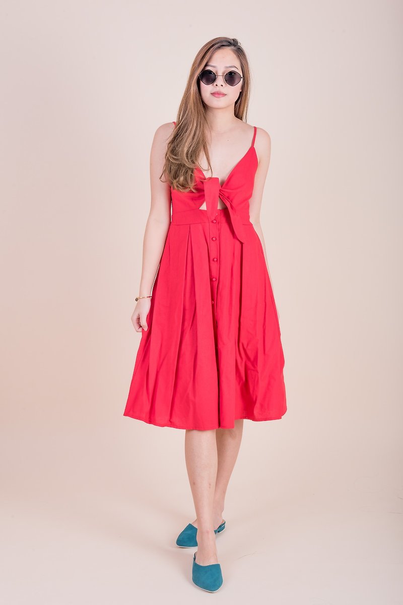 STELLA DRESS / Scarlet - เสื้อกั๊กผู้หญิง - วัสดุอื่นๆ สีแดง