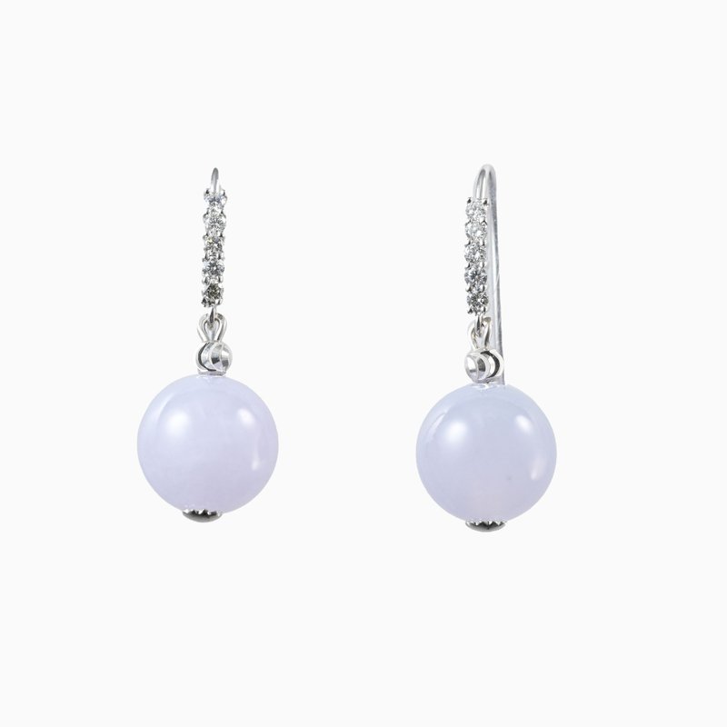 Lavender Jadeite Earrings with Diamonds - ต่างหู - หยก 