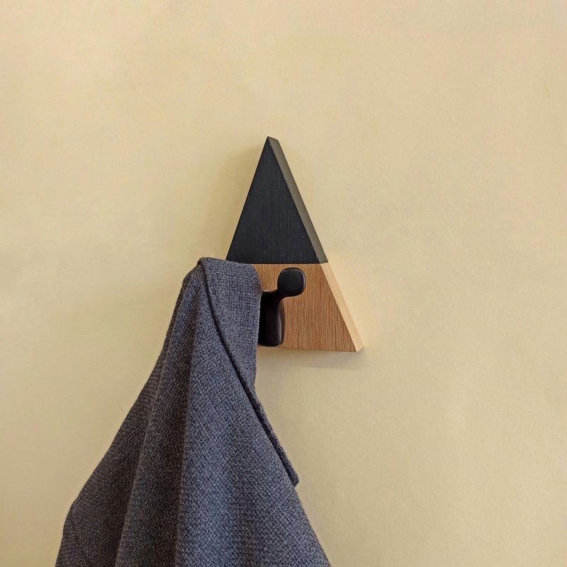 Minimalistic Oak Wall Hook for Apparel, Bags, and More - Hangers & Hooks - Wood Black