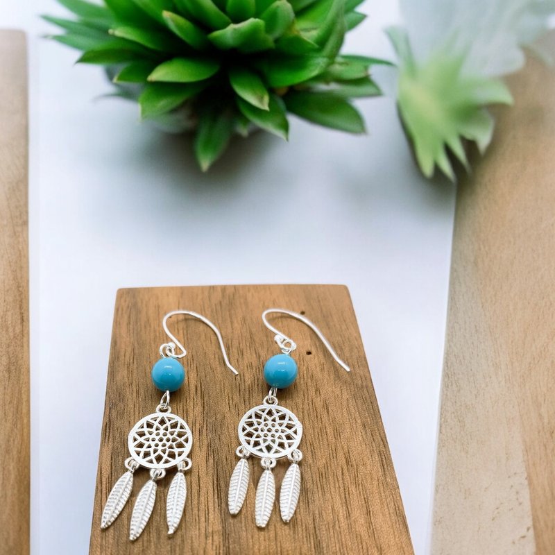 Dream Catcher Silver 925 & Swarovski Crystal Earrings - ต่างหู - เงินแท้ ขาว