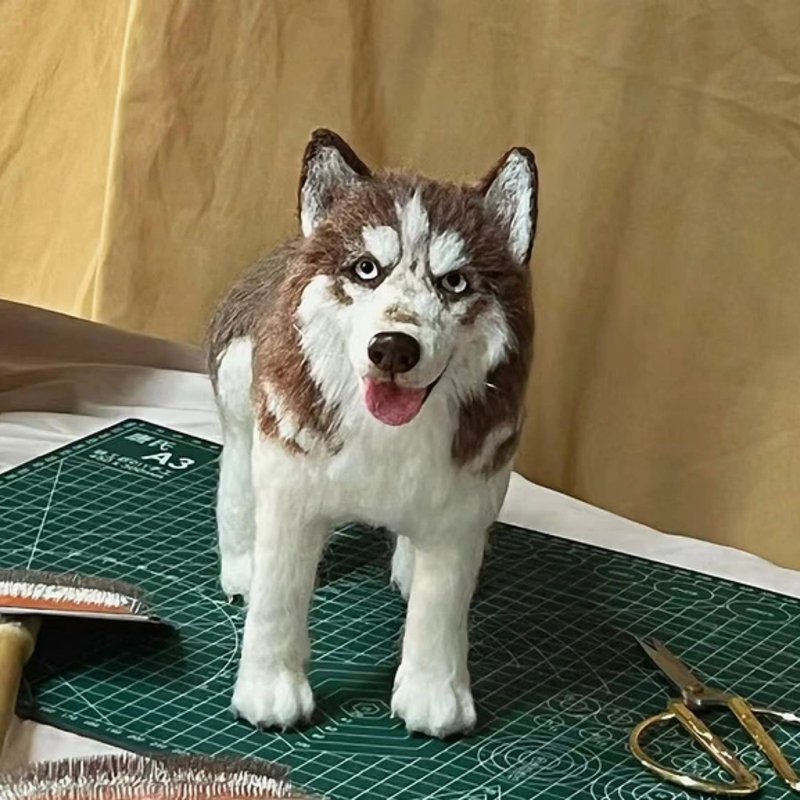 客製化逼真犬羊毛氈寵物娃娃定製手工複刻狗狗猫咪毛小孩公仔 - 貓/狗玩具 - 羊毛 多色