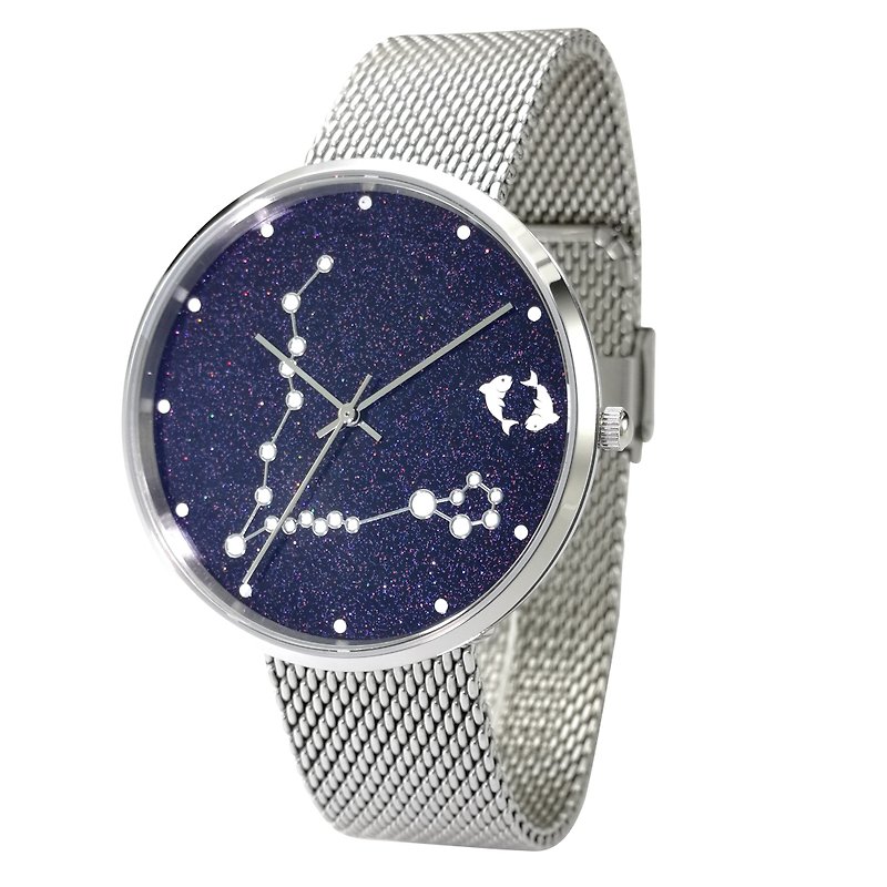12 星座手錶 (雙魚座) 夜光 全球免運 - 男裝錶/中性錶 - 不鏽鋼 銀色