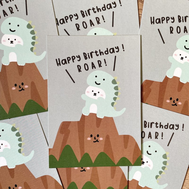 #31 _smallthings Shiramaru Birthday Card (Dinosaur) - Cards & Postcards - Paper Green