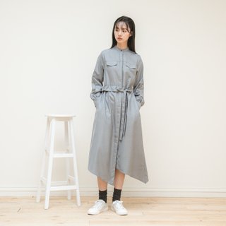 Outstand_非対称のドレス_CLD505_ダークグレーグリッド