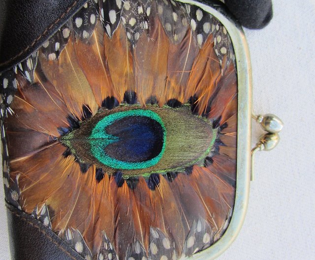 Custom Made Peacock Leather Purse - Hand Painted Purse- Peacock