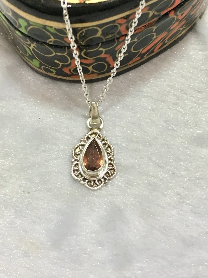 Tourmaline Pendant Cutting Drop series Handmade in Nepal 92.5% Silver - Necklaces - Gemstone 