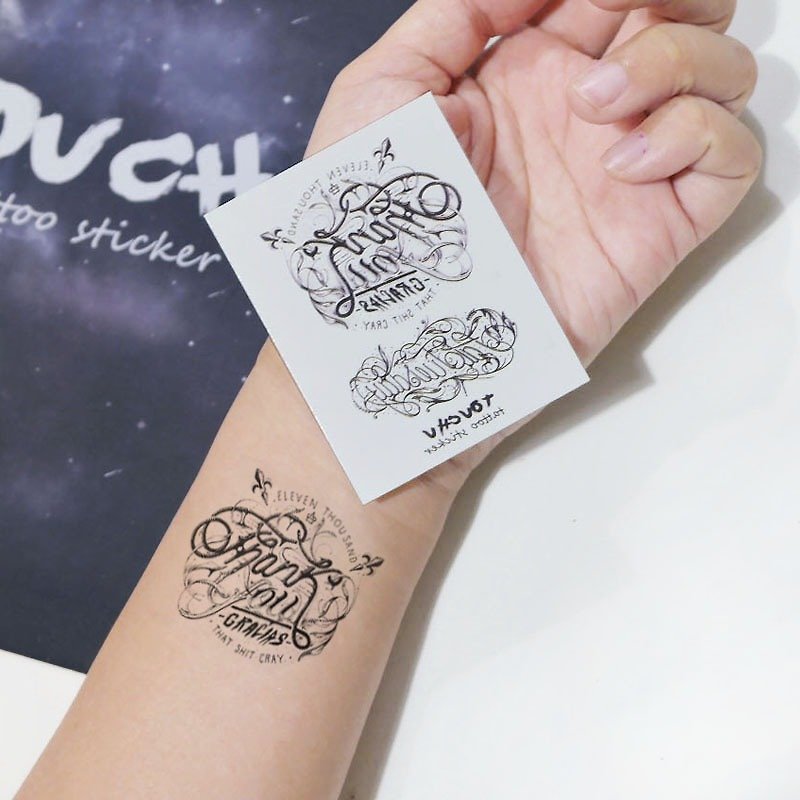 TU Tattoo Sticker - small fresh / Tattoo / waterproof Tattoo / original / Tattoo Sticker - สติ๊กเกอร์แทททู - กระดาษ สีดำ