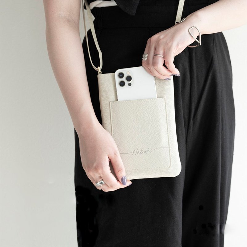シンプル スマホポシェット 【 simple 名入れ 】 スマホショルダー ポシェット ショルダーバッグ ギフト HE36U - 側背包/斜背包 - 真皮 咖啡色