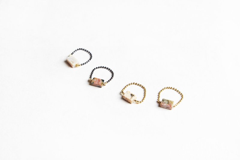 Ocean stone ring - Ocean stone ring (copper chain / black chain) - General Rings - Gemstone Multicolor