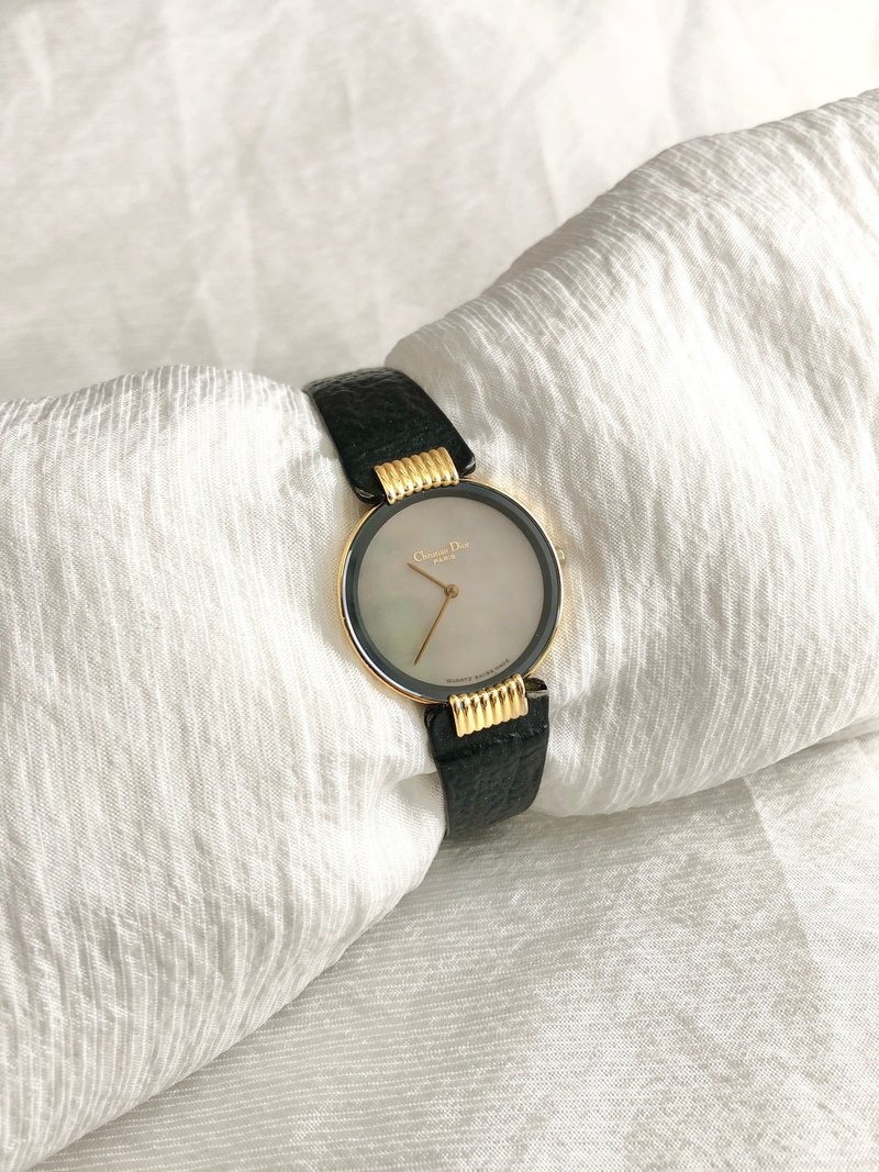 【 日本直送　名牌中古包 】Christian Dior クリスチャン ディオール 腕時計 46 153-3 ブラック バギラ レザー クォーツ ayfm3x - 女錶 - 真皮 黑色