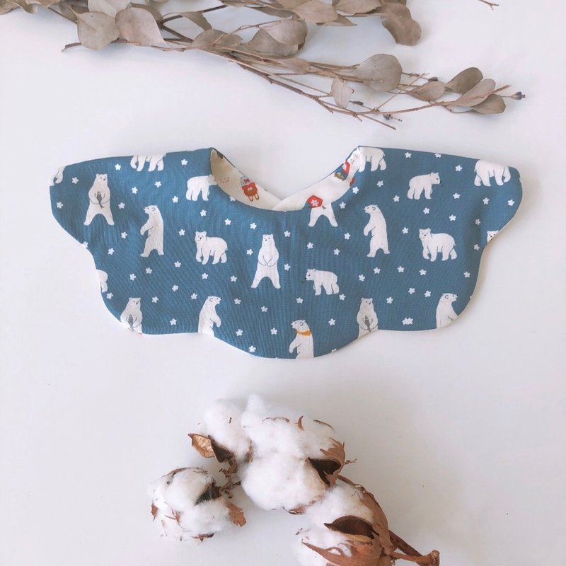 Shimoriya/Yunduo bib/double-sided/polar bear - Bibs - Cotton & Hemp Blue