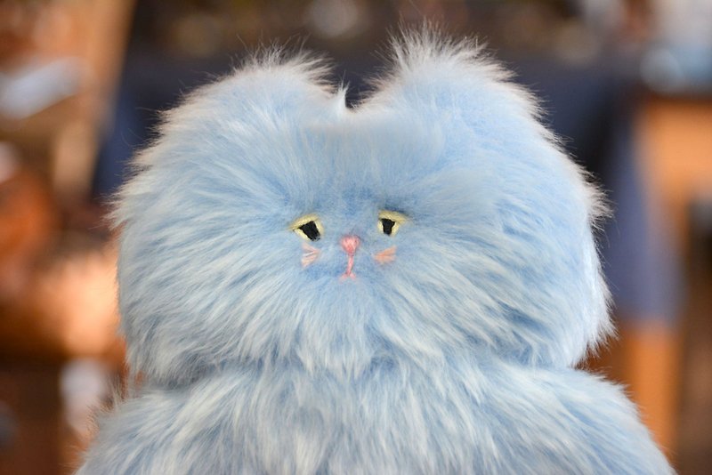 Plush Cat M Smooth Light Blue - ตุ๊กตา - วัสดุอื่นๆ สีน้ำเงิน