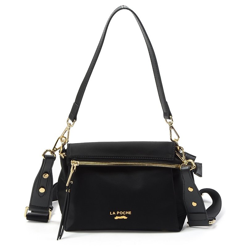 Explore the accompanying bag_Crossbody side shoulder 2 bags_Elegant black gold - Messenger Bags & Sling Bags - Waterproof Material Black